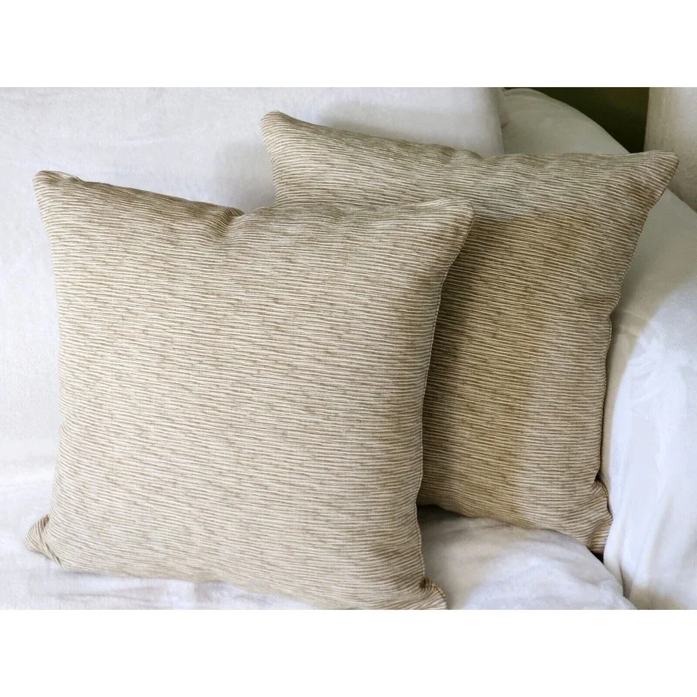 2 -‎ Roth & Tompkins Woven 20x20 Throw Pillow Covers Zippered Toffee Damask NEW